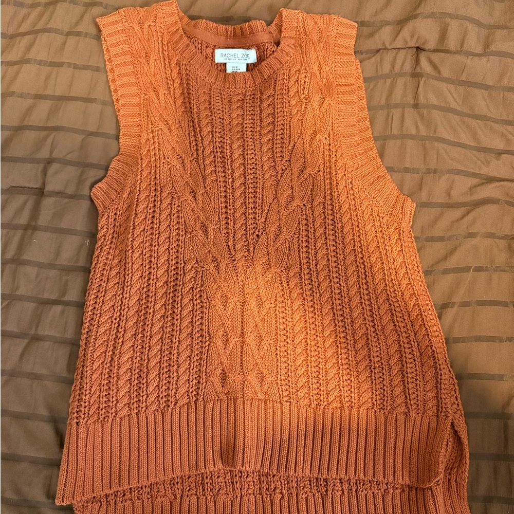 Rachel Zoe Terracotta Cable Knit Sleeveless Top